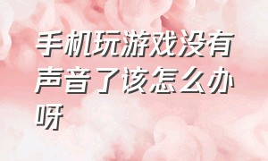 手机玩游戏没有声音了该怎么办呀