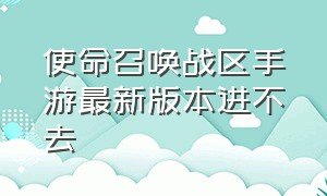 使命召唤战区手游最新版本进不去