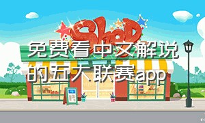 免费看中文解说的五大联赛app
