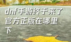 dnf手游终于来了官方正版在哪里下