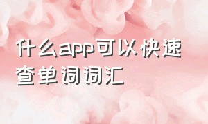 什么app可以快速查单词词汇