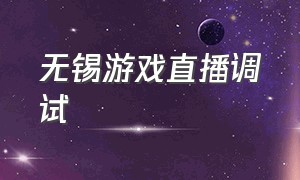 无锡游戏直播调试