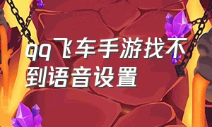 qq飞车手游找不到语音设置