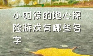 小时候的地心探险游戏有哪些名字