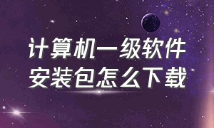 计算机一级软件安装包怎么下载