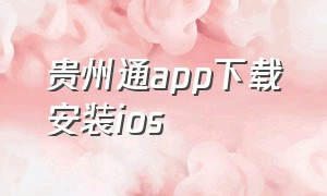 贵州通app下载安装ios