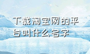 下载淘宝网的平台叫什么名字