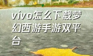 vivo怎么下载梦幻西游手游双平台