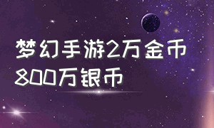 梦幻手游2万金币800万银币