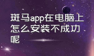 斑马app在电脑上怎么安装不成功呢