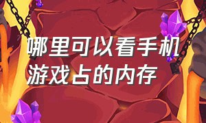 哪里可以看手机游戏占的内存