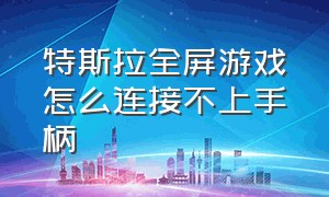 特斯拉全屏游戏怎么连接不上手柄