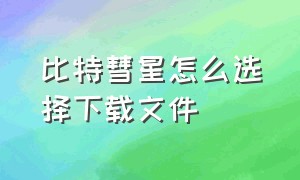 比特彗星怎么选择下载文件