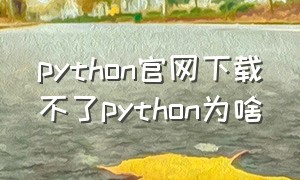 python官网下载不了python为啥