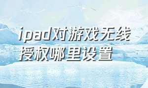 ipad对游戏无线授权哪里设置