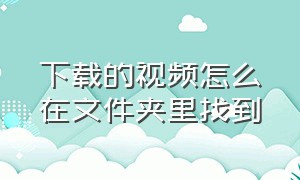 下载的视频怎么在文件夹里找到