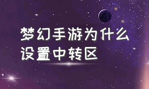 梦幻手游为什么设置中转区