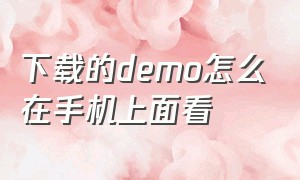 下载的demo怎么在手机上面看