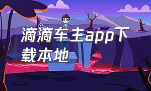 滴滴车主app下载本地