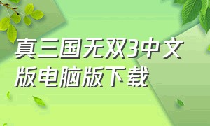 真三国无双3中文版电脑版下载