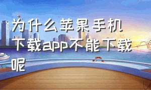 为什么苹果手机下载app不能下载呢