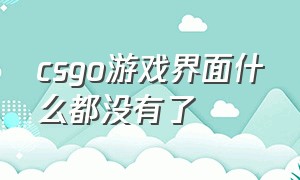 csgo游戏界面什么都没有了