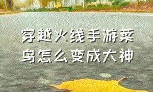 穿越火线手游菜鸟怎么变成大神