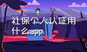 社保个人认证用什么app