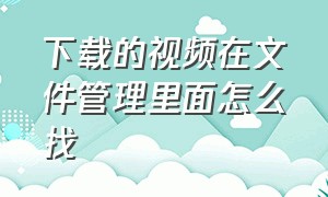 下载的视频在文件管理里面怎么找