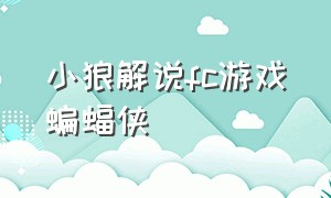 小狼解说fc游戏蝙蝠侠