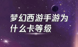 梦幻西游手游为什么卡等级