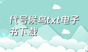 代号候鸟txt电子书下载