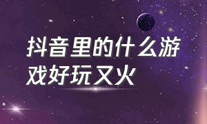 抖音里的什么游戏好玩又火