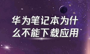 华为笔记本为什么不能下载应用