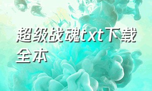 超级战魂txt下载全本