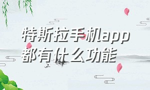 特斯拉手机app都有什么功能