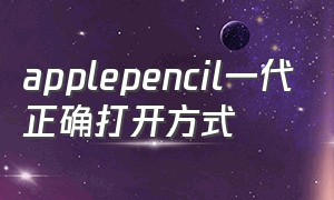 applepencil一代正确打开方式