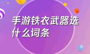 手游铁衣武器选什么词条