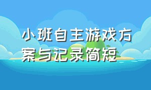 小班自主游戏方案与记录简短