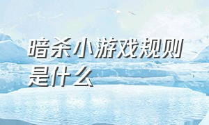 暗杀小游戏规则是什么