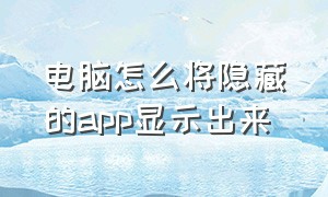 电脑怎么将隐藏的app显示出来