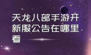 天龙八部手游开新服公告在哪里看