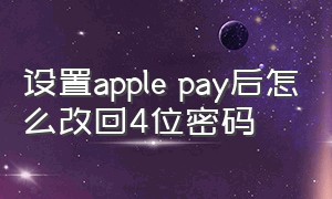 设置apple pay后怎么改回4位密码