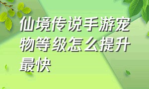 仙境传说手游宠物等级怎么提升最快