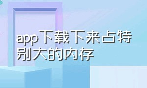 app下载下来占特别大的内存