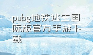 pubg地铁逃生国际版官方手游下载