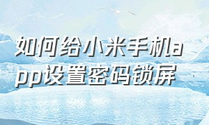 如何给小米手机app设置密码锁屏