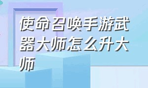 使命召唤手游武器大师怎么升大师