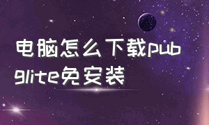 电脑怎么下载pubglite免安装