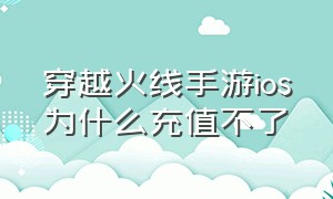 穿越火线手游ios为什么充值不了